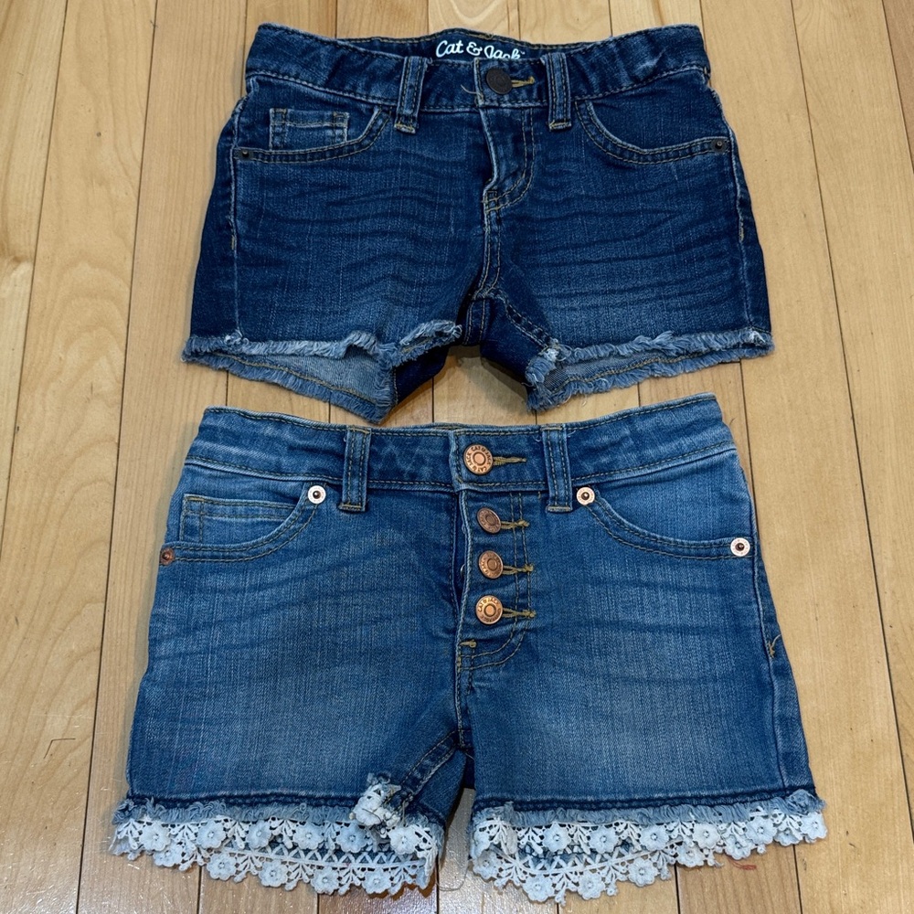 Cat & Jack Blue Denim Shorts with Lace Trim SIZE 4/5